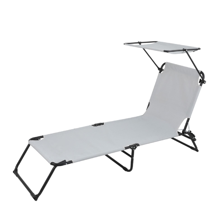 

[US Warehouse] Outdoor Folding Three-Fold Camping Bed with Head Canopy