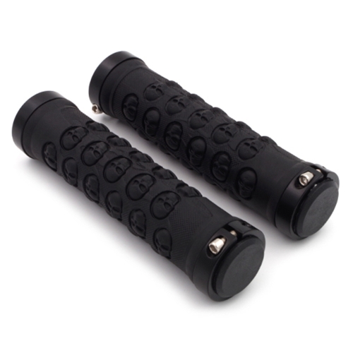 

1 Pair AG23 Skull Style Bicycle MTB Bike Lock-on Rubber Handlebar Grips(Black)