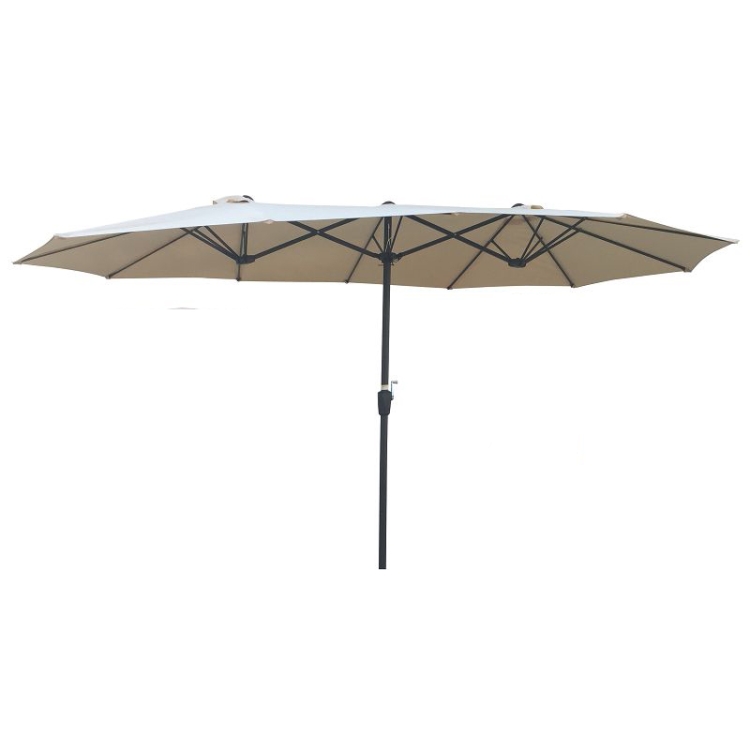 

[US Warehouse] Outdoor Double-Sided Patio Umbrella with Crank & Wind Vents, Size: 15x9Ft (Brown)