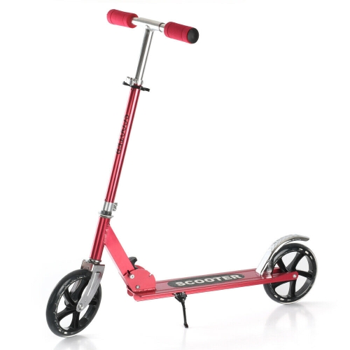 

[US Warehouse] 200mm Large Wheels Adjustable Folding Aluminum Alloy Scooter (Red)