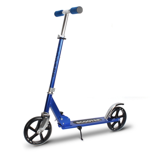 

[US Warehouse] 200mm Large Wheels Adjustable Folding Aluminum Alloy Scooter (Blue)