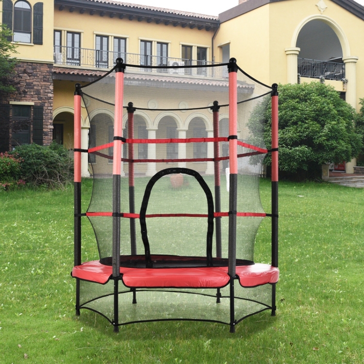 

[US Warehouse] Outdoor Recreational Round Shape Trampoline with Safety Enclosure Net, Size: 55 inch (Red)