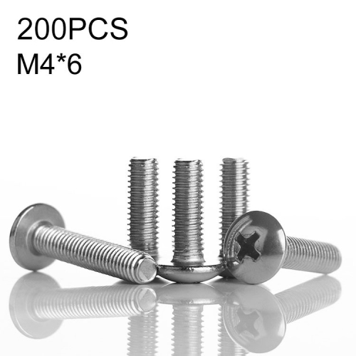 

100 PCS 201 Stainless Steel Cross Large Flat Head Screw, M4x6