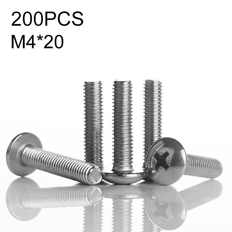 

100 PCS 201 Stainless Steel Cross Large Flat Head Screw, M4x20