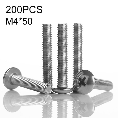 

100 PCS 201 Stainless Steel Cross Large Flat Head Screw, M4x50