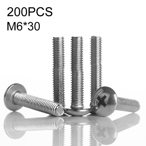 

100 PCS 201 Stainless Steel Cross Large Flat Head Screw, M6x30