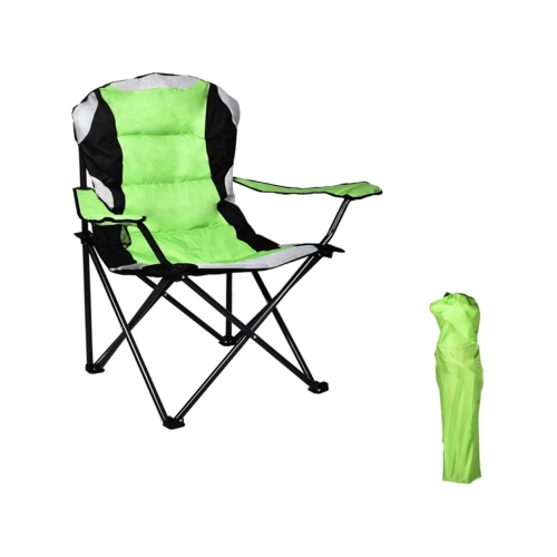 

[US Warehouse] 600D Oxford PVC Powder Coated Portable Folding Chairs with Cup Holder & Pad, Size: 60x92x105cm (Green)