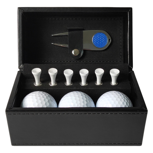 

11 in 1 6 Golf Tees + Divot Tool + 3 Golf Balls + Leather Box Set(Blue)