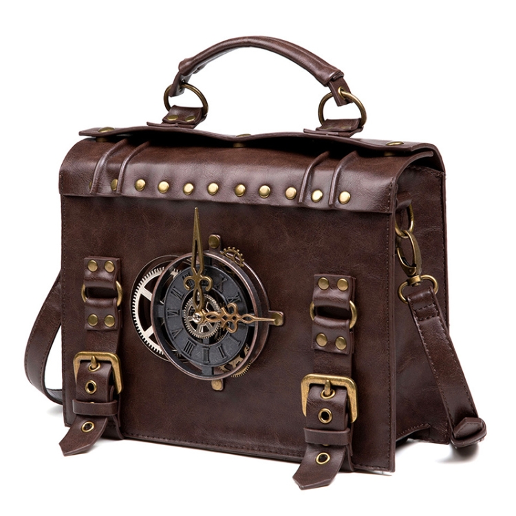 

BG028 Ladies Punk Industrial Retro Style Shoulder Bag Crossbody Bag, Size: 25 x 21 x 9cm, Shoulder Strap Length: 120cm