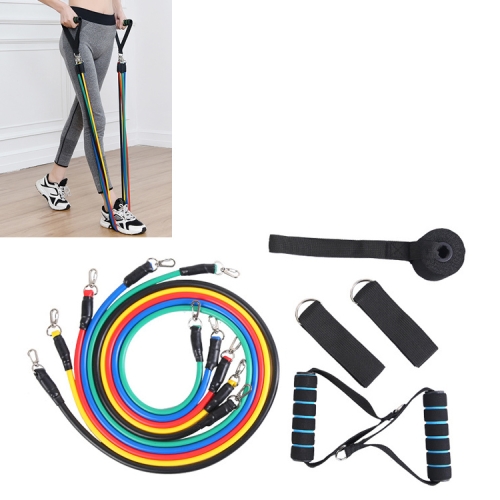 

jx-003 11 in 1 TPE Five-point Buckle Household Pull Rope Resistance Band Fitness Equipment Set