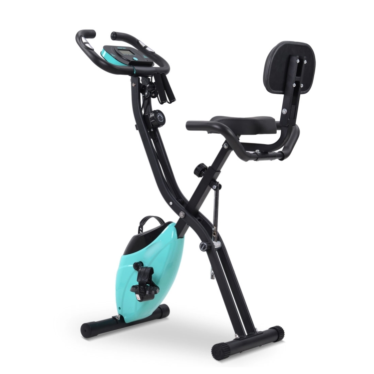

[EU Warehouse] Merax Magnetic Foldable Fitness Bike Sports Equipment with Training Computer & Expander Bands (Blue)