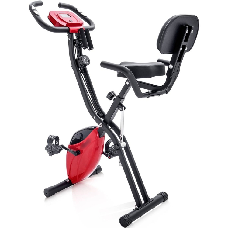 

[EU Warehouse] Merax Magnetic Foldable Fitness Bike Sports Equipment with Training Computer & Expander Bands (Red)