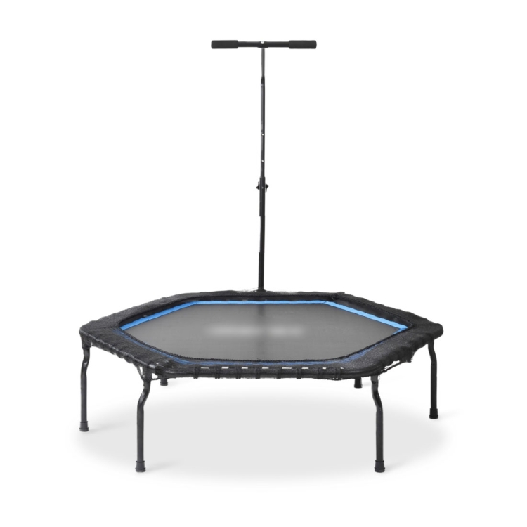 

[EU Warehouse] Merax 50 inch Foldable Home Adults Fitness Trampoline Bouncing Bed with T-shaped Height-adjustable Bar (Blue)
