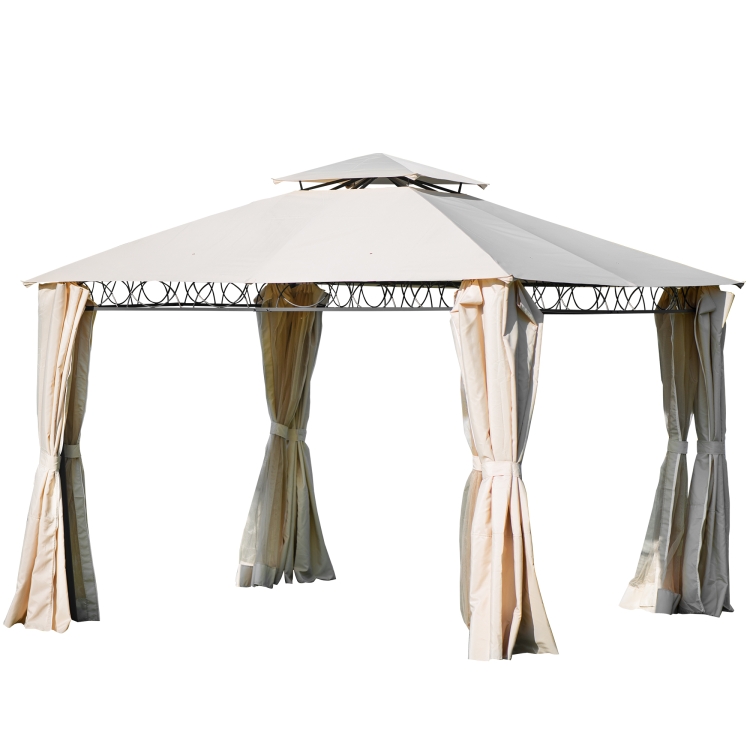 

[US Warehouse] 127x127 inch Outdoor Double Tiered Grill Canopy BBQ Gazebo Tent with UV Protection