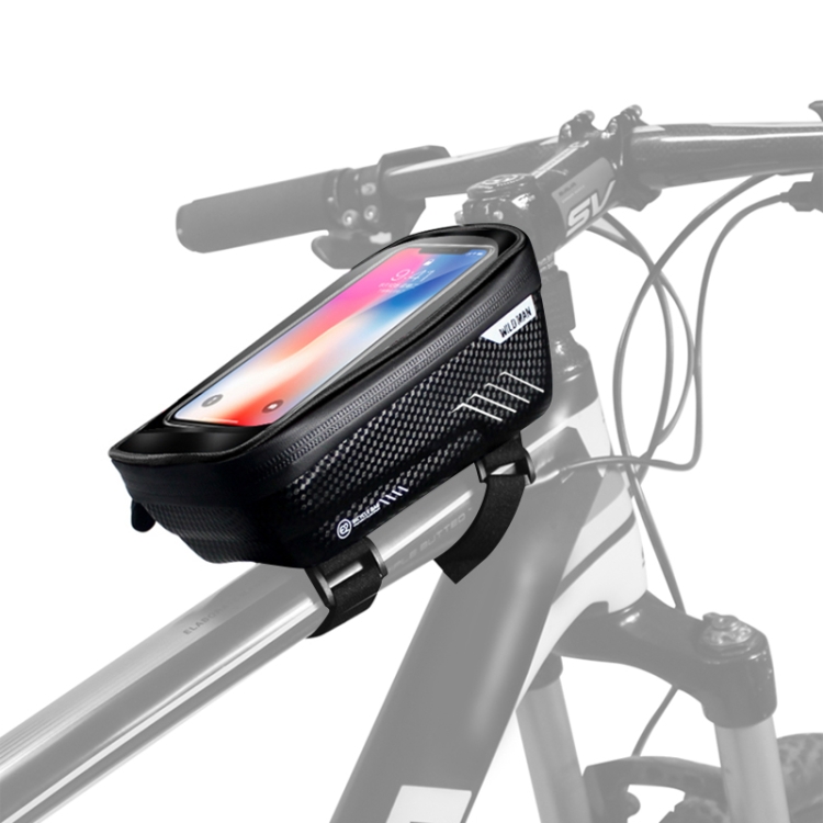 

WILD MAN E2 Waterproof Front Bag MTB Mobile Phone Sets Bicycle Tube Bag Riding Accessories (Black)