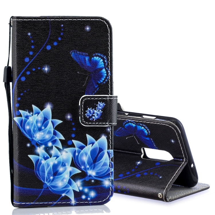 

Blue Folwer Pattern Horizontal Flip Leather Case for OnePlus 6T, with Holder & Card Slots & Wallet