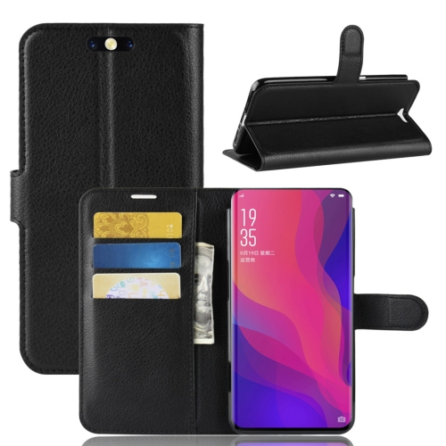 

Litchi Texture Horizontal Flip PU Leather Case for OPPO Find X, with Holder & Card Slots & Wallet (Black)