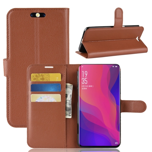 

Litchi Texture Horizontal Flip PU Leather Case for OPPO Find X, with Holder & Card Slots & Wallet (Brown)