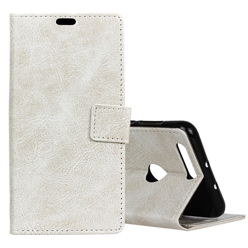 

Retro Crazy Horse Texture Horizontal Flip Leather Case for OPPO A7 / AX7, with Holder & Card Slots & Photo Frame(White)