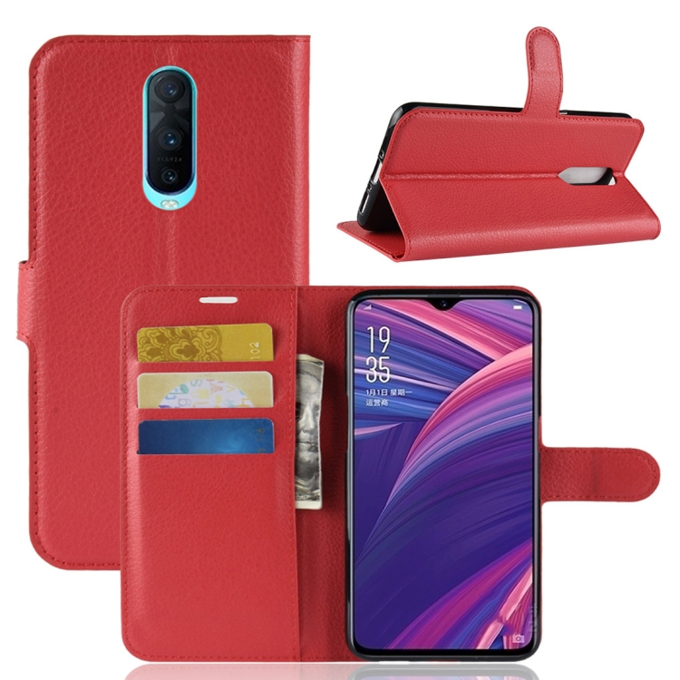 

Litchi Texture Horizontal Flip Leather Case for OPPO R17 Pro, with Wallet & Holder & Card Slots (Red)