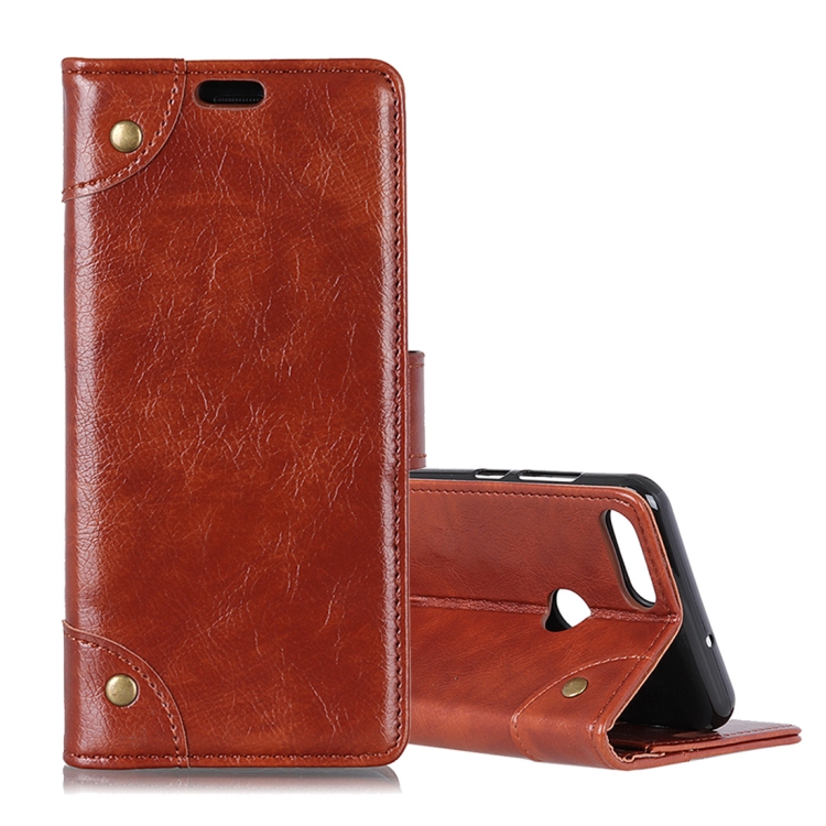 

Copper Buckle Nappa Texture Horizontal Flip Leather Case for OPPO Realme 2, with Holder & Card Slots & Wallet (Brown)