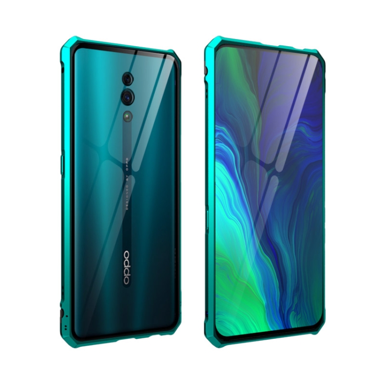 

Buckle Series Metal Frame + Tempered Glass Protective Case for Oppo Reno(Green)