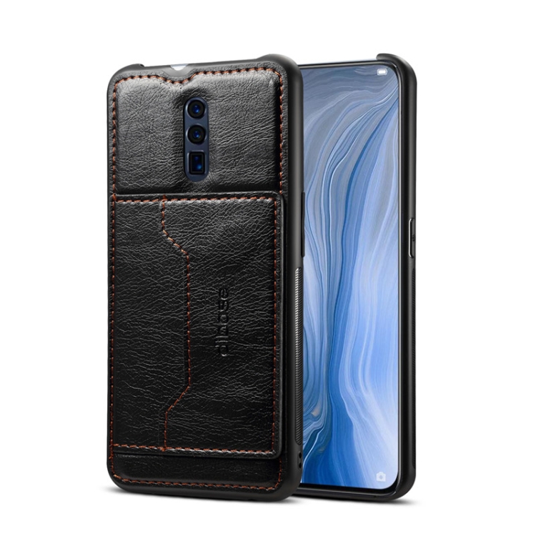 

TPU + PC + PU Crazy Horse Texture Protective Case for OPPO Reno, with Holder & Card Slots (Black)