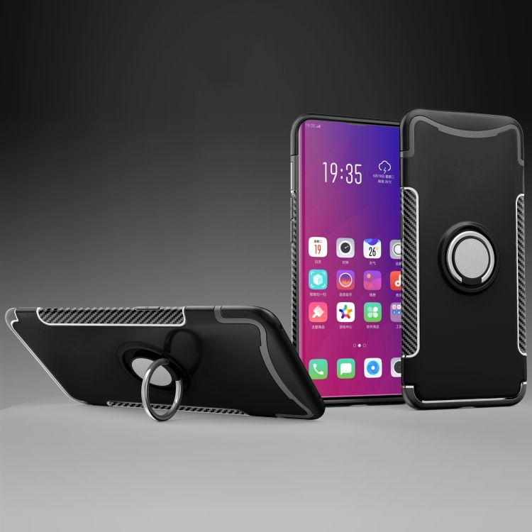 

Magnetic 360 Degree Rotation Ring Holder Armor Protective Case for OPPO Find X (Black)