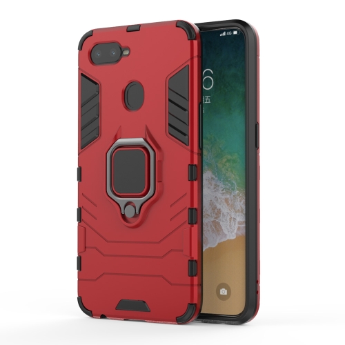 

PC + TPU Shockproof Protective Case for OPPO F9, with Magnetic Ring Holder (Red)