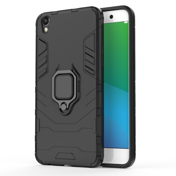 

PC + TPU Shockproof Protective Case for OPPO R9 Plus, with Magnetic Ring Holder (Black)