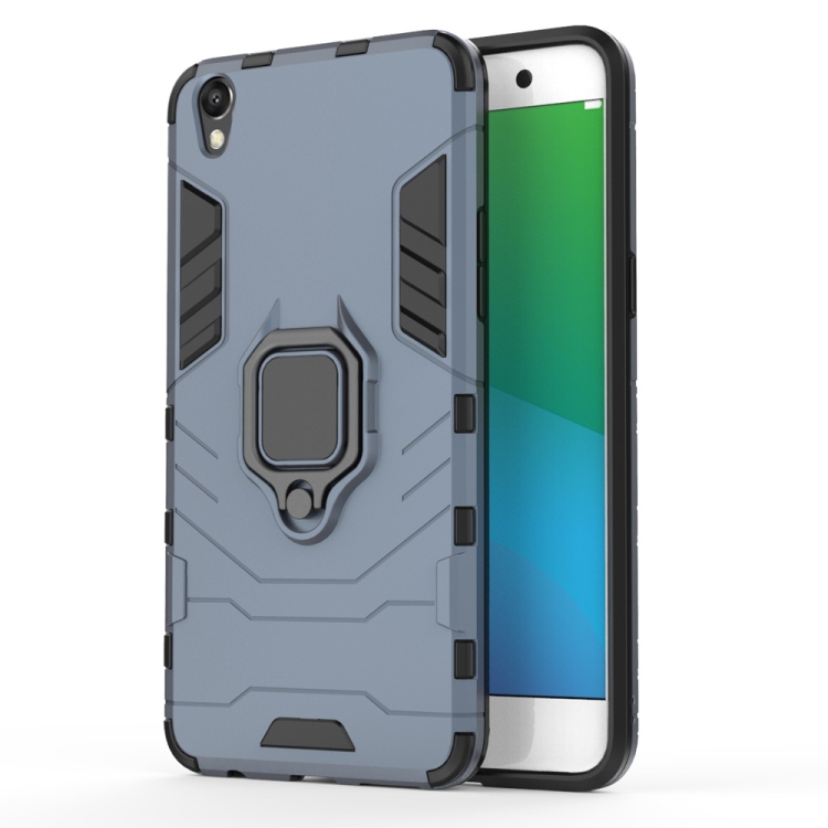 

PC + TPU Shockproof Protective Case for OPPO R9 Plus, with Magnetic Ring Holder (Grey)