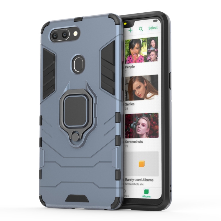 

PC + TPU Shockproof Protective Case for OPPO R15, with Magnetic Ring Holder (Grey)
