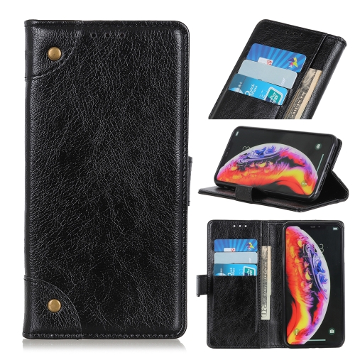 

Copper Buckle Nappa Texture Horizontal Flip Leather Case for Galaxy A10, with Holder & Card Slots & Wallet (Black)