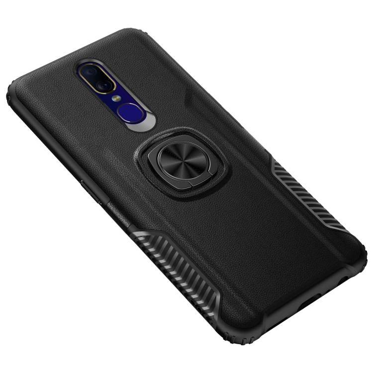 

Shockproof Car Magnetic Case with 360 Degree Gold Armor Ring for OPPO F11 (Black)