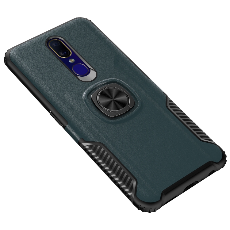 

Shockproof Car Magnetic Case with 360 Degree Gold Armor Ring for OPPO F11 (Navy Blue)