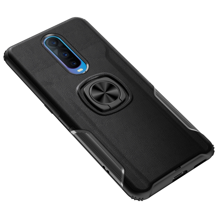 

Shockproof Car Magnetic Case with 360 Degree Gold Armor Ring for OPPO RX17 Pro (Black)