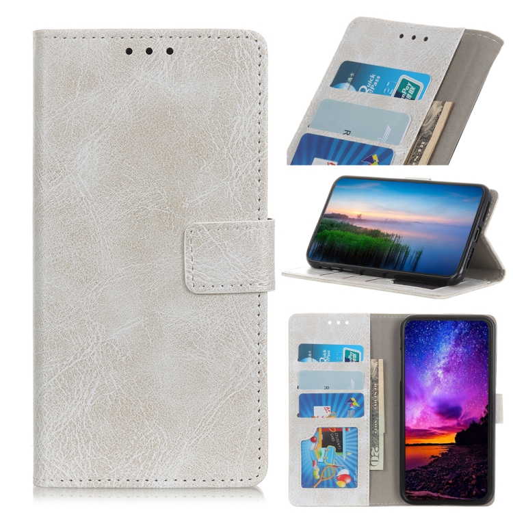

Retro Crazy Horse Texture Horizontal Flip Leather Case for OPPO Realme 3, with Holder & Card Slots & Wallet & Photo Frame (White)