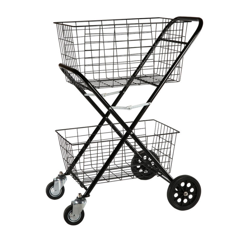 

Portable Foldable Luggage Truck Hand Cart Double Basket Shopping Supermarket Trolley Case