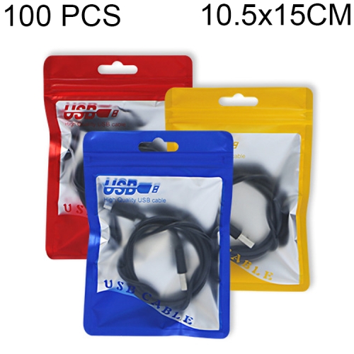 

100 PCS MX006 Data Cable Packaging Bag Earphone Wire Electronic Digital Accessories Zipper Bag 3C Accessories Packaging Bag, Size: 10.5cm x 15cm, Random Color Delivery