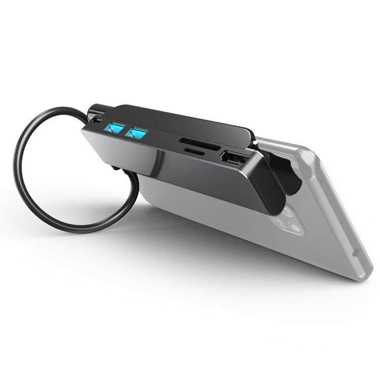 

AD-065 6 in 1 USB-C / Type-C to 4K HDMI + SD / TF Card Slot + Type-C + 2个 USB 3.0 Back Clip Style Multifunctional Docking Station HUB