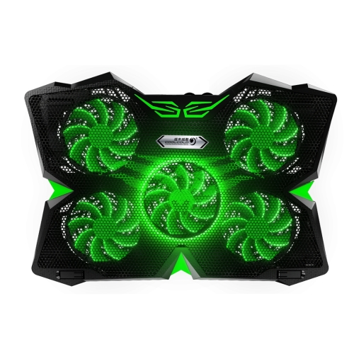 

Ice Troll 2S COOLCOLD DC 9V Dual USB Five Fans Cooler Stand Radiator Cooling Pad for 12-17 inch Gaming Laptop Notebook(Black + Green)