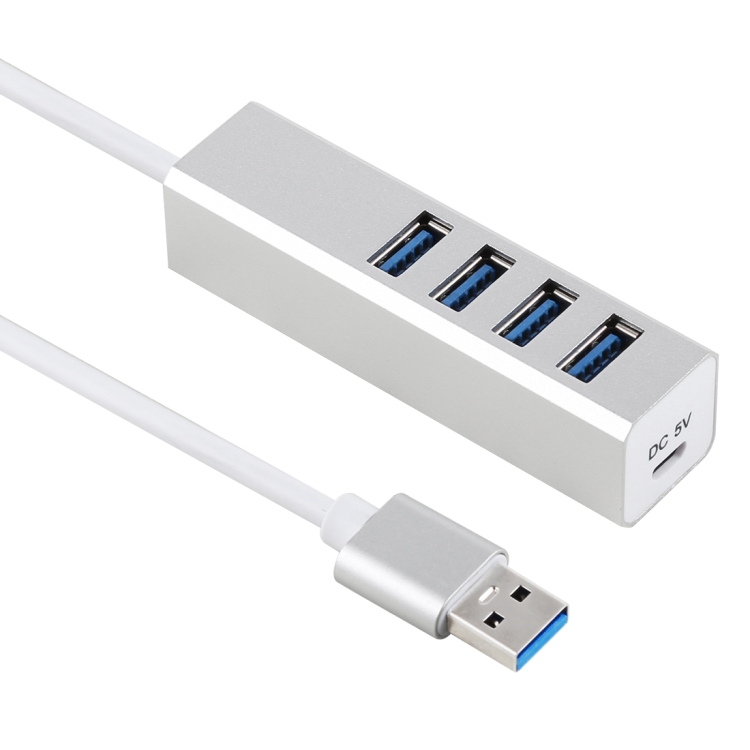 

5Gbps Super Speed Self / Bus Power 4 Ports USB 3.0 HUB (Silver)