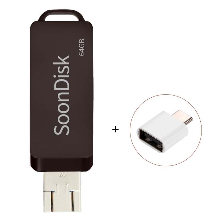 

32GB USB 3.0 + 8 Pin + USB-C / Type-C Android iPhone Computer Dual-use Rotary U Disk(Grey)