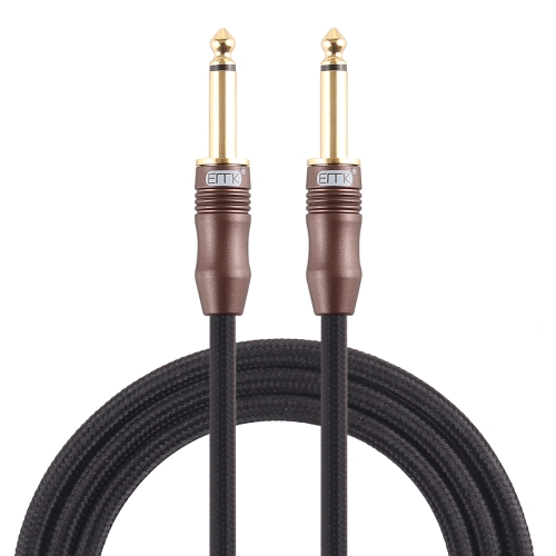 

EMK 6.35mm Male to Male 3 Section Gold-plated Plug Cotton Braided Audio Cable for Guitar Amplifier Mixer, Length: 1.5m (Black)