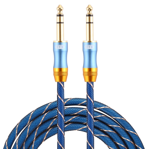 

EMK 6.35mm Male to Male 4 Section Gold-plated Plug Grid Nylon Braided Audio Cable for Speaker Amplifier Mixer, Length: 2m (Blue)