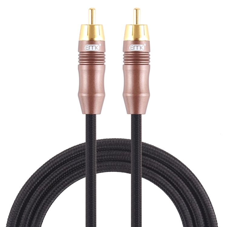 

EMK 8mm RCA Male to 6mm RCA Male Gold-plated Plug Cotton Braided Audio Coaxial Cable for Speaker Amplifier Mixer, Length: 2m (Black)