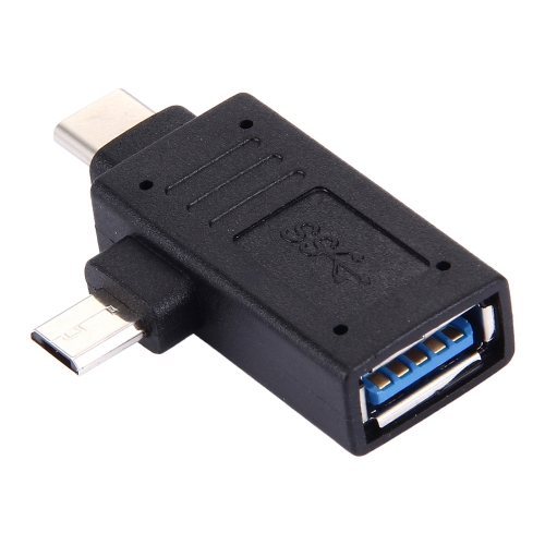 

USB-C / Type-C Male + Micro USB Male to USB 3.0 Female Adapter(Black)