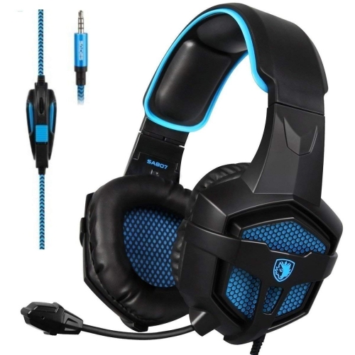 

SADES SA807 3.5mm Three-stage Decompression Wired Gaming Headphone with Retractable Microphone, Speaker Diameter: 40mm, Length: 1.5m(Black Blue)