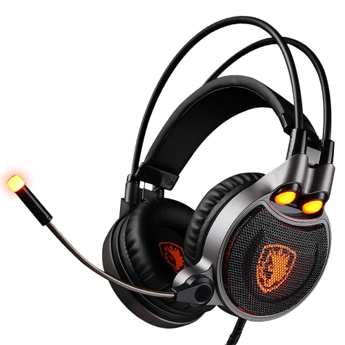 

SADES R1 USB Gaming Headset 7.1 Channel Wired Headphone with Wire Control + Mic + Light for PC, Laptop (Black+Orange)