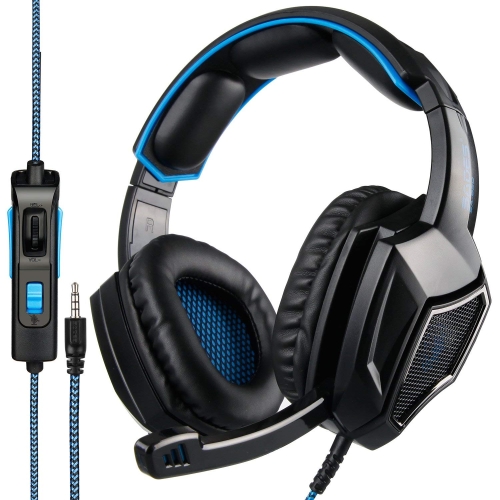 Sunsky Sades Sa 920 Plus 3 5mm Wired Hollow Three Stage Decompression Gaming Headphone With Retractable Microphone 1 To 2 3 5mm Audio Cable Length 1 5m Black Blue